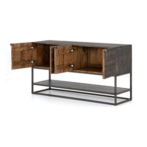 Aiden Small Media Console in Gunmetal & Aged Brass (56' x 17' x 29')