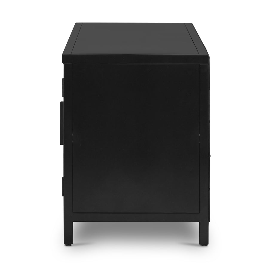 Bolton Media Console in Black & Tempered Glass (65' x 19' x 25')