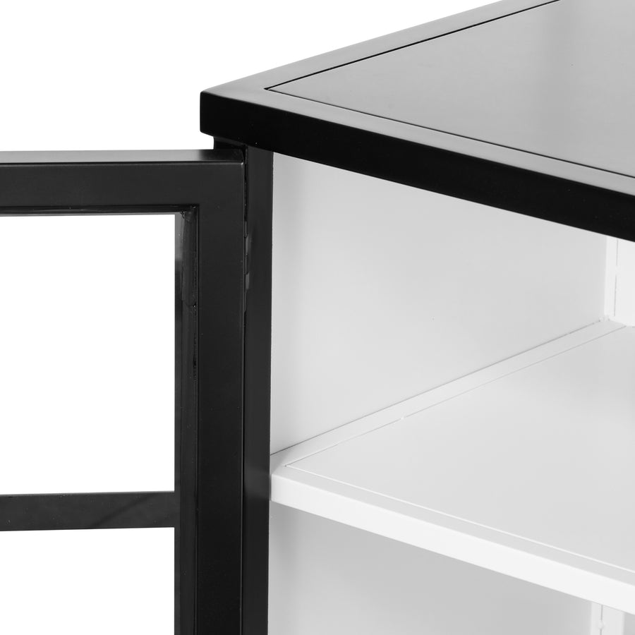 Bolton Media Console in Black & Tempered Glass (65' x 19' x 25')