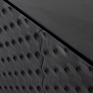 Fallon Media Console in Aged Iron & Carved Black Wash (82' x 18.25' x 27.25')