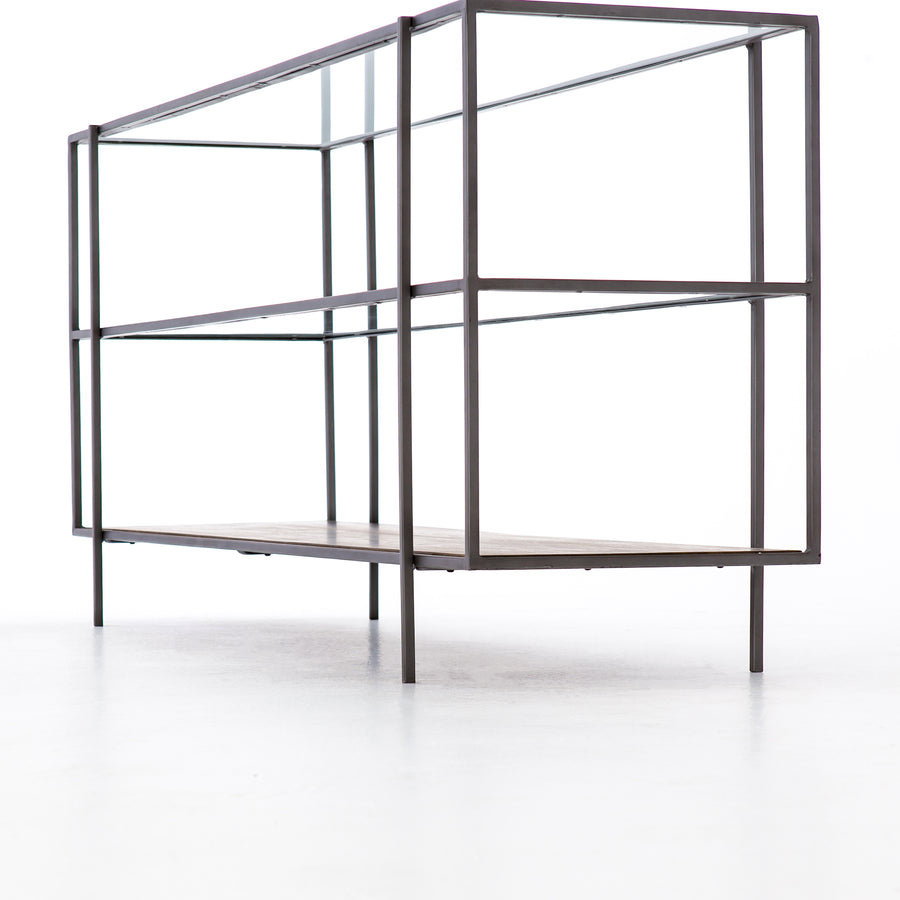 Harmon Media Console in Aged Brown & Dark Iron (60' x 17' x 28')