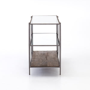 Harmon Media Console in Aged Brown & Dark Iron (60' x 17' x 28')