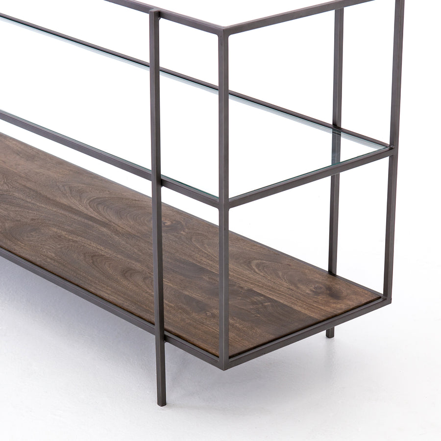 Harmon Media Console in Aged Brown & Dark Iron (60' x 17' x 28')