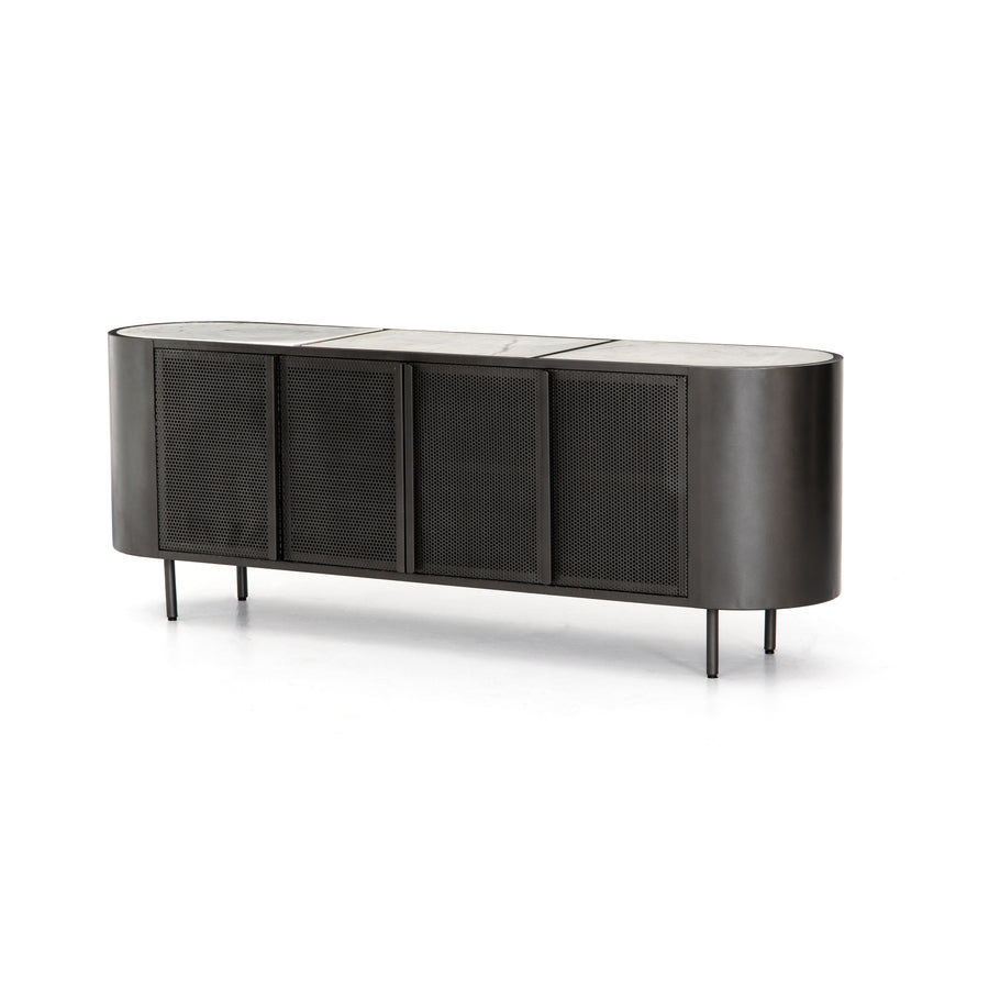 Rockwell Media Console in Gunmetal & Perforated Gunmetal (72' x 17' x 26')
