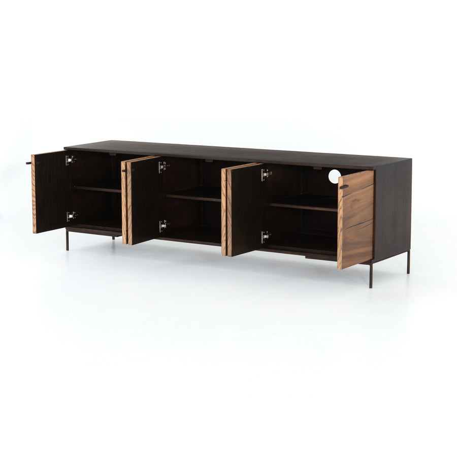 Wesson Media Console in Natural Yukas Resin & Gunmetal (78' x 18' x 24')