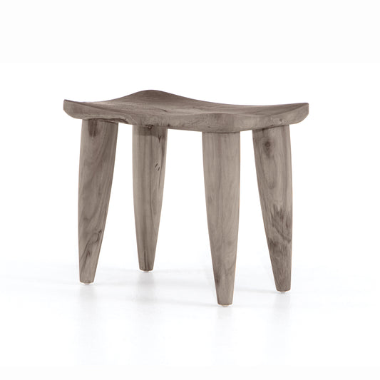 Grass Roots Outdoor Stool in Weathered Grey Teak (20" x 13" x 17")