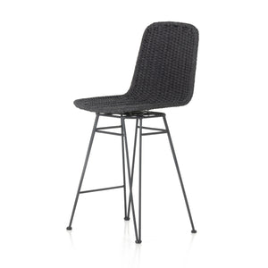 Grass Roots Outdoor Counter Stool in Charcoal Iron & Thick Dark Grey Rope (18' x 23.75' x 42.5')