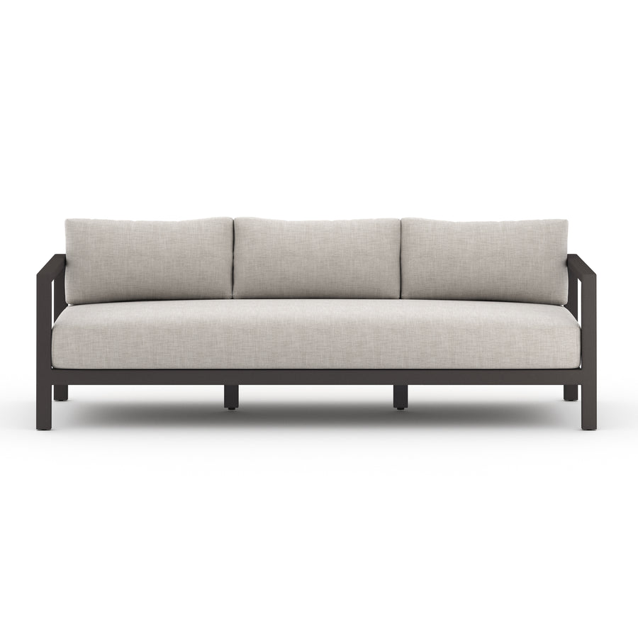 Solano 3-Seat Outdoor Sofa in Stone Grey & Bronze (87.5' x 32.3' x 24.5')