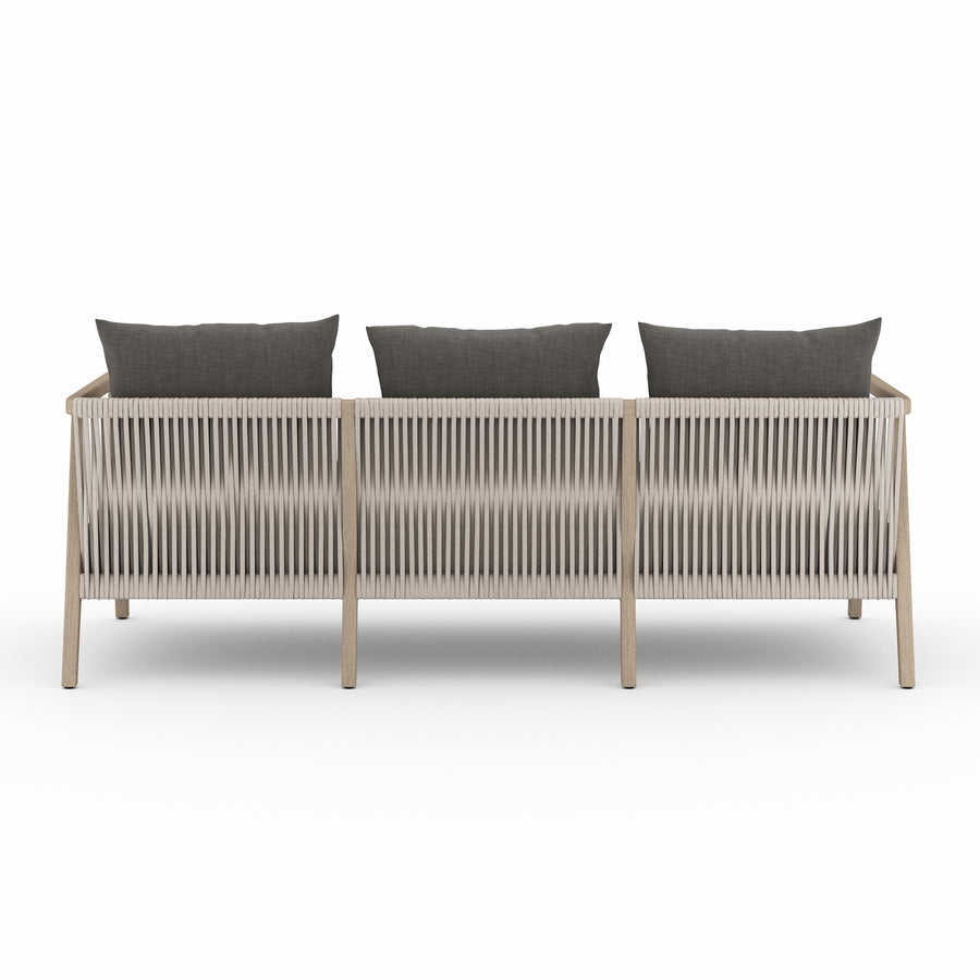Solano Numa Outdoor Sofa in Charcoal & Washed Brown (80.8' x 37' x 27.5')