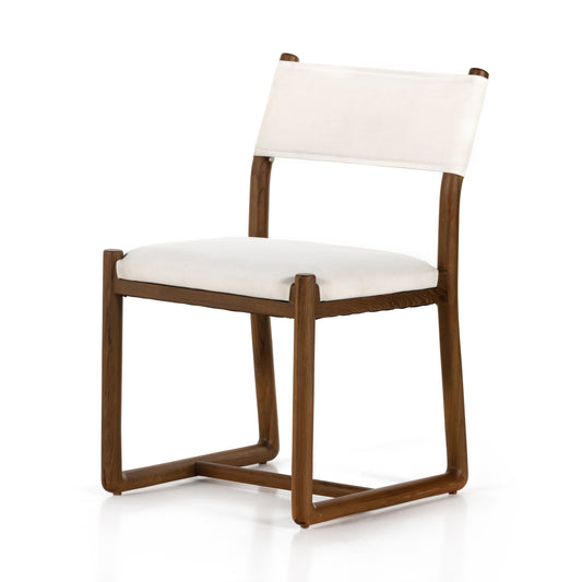 Belfast Outdoor Dining Chair in Lorel Ivory & Natural Teak (20.5" x 23" x 33")