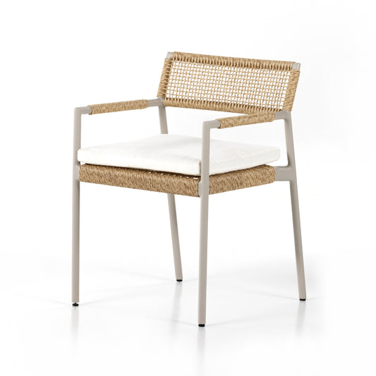 Solano Outdoor Dining Chair in Dove Taupe & Natural Hyacinth (21" x 23.5" x 31.5")