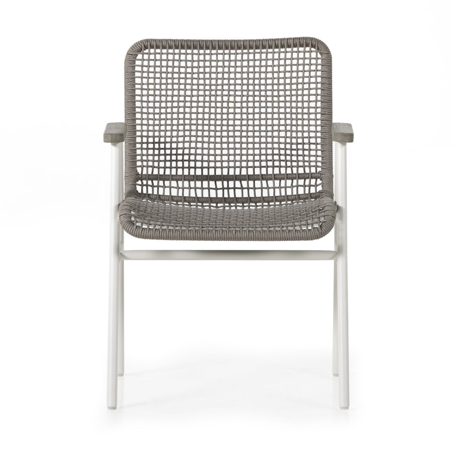 Solano Outdoor Dining Chair in Weathered Grey & White Aluminum (24' x 24' x 33.5')