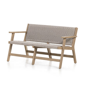 Solano Outdoor Sofa in Washed Brown & Thick Grey Rope (49.75' x 28.25' x 27.75')