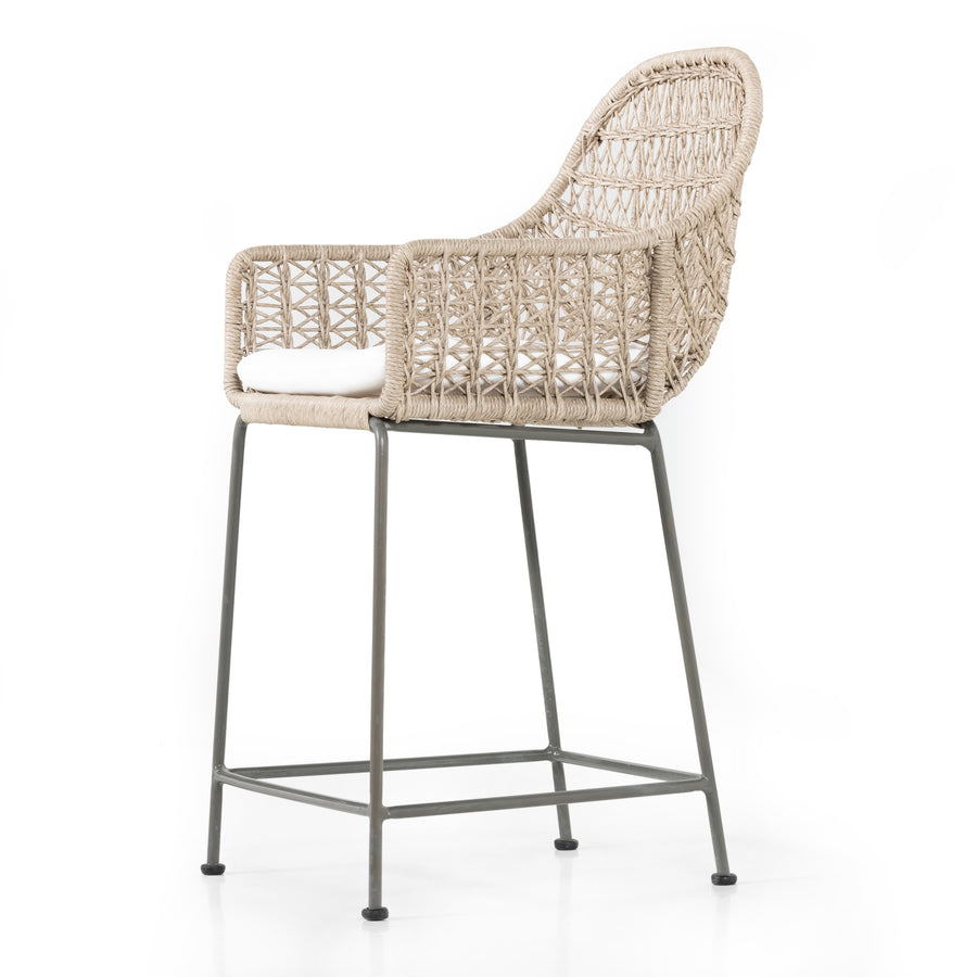 Grass Roots Outdoor Counter Stool in Stinson White & Grey Bronze (20.75' x 24.5' x 41.25')
