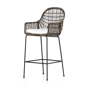 Grass Roots Outdoor Bar Stool in Stinson White & Natural Black (20.75' x 24.5' x 47.25')