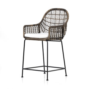 Grass Roots Outdoor Counter Stool in Stinson White & Natural Black (20.75' x 24.5' x 41.25')