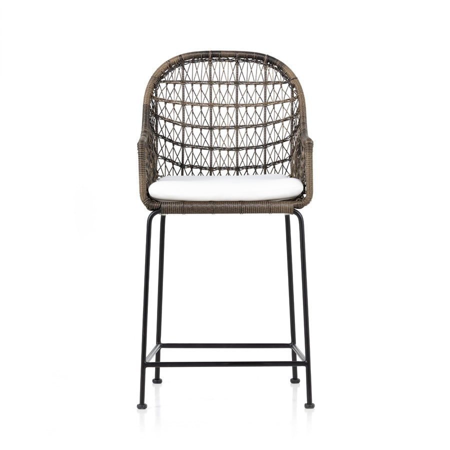 Grass Roots Outdoor Counter Stool in Stinson White & Natural Black (20.75' x 24.5' x 41.25')