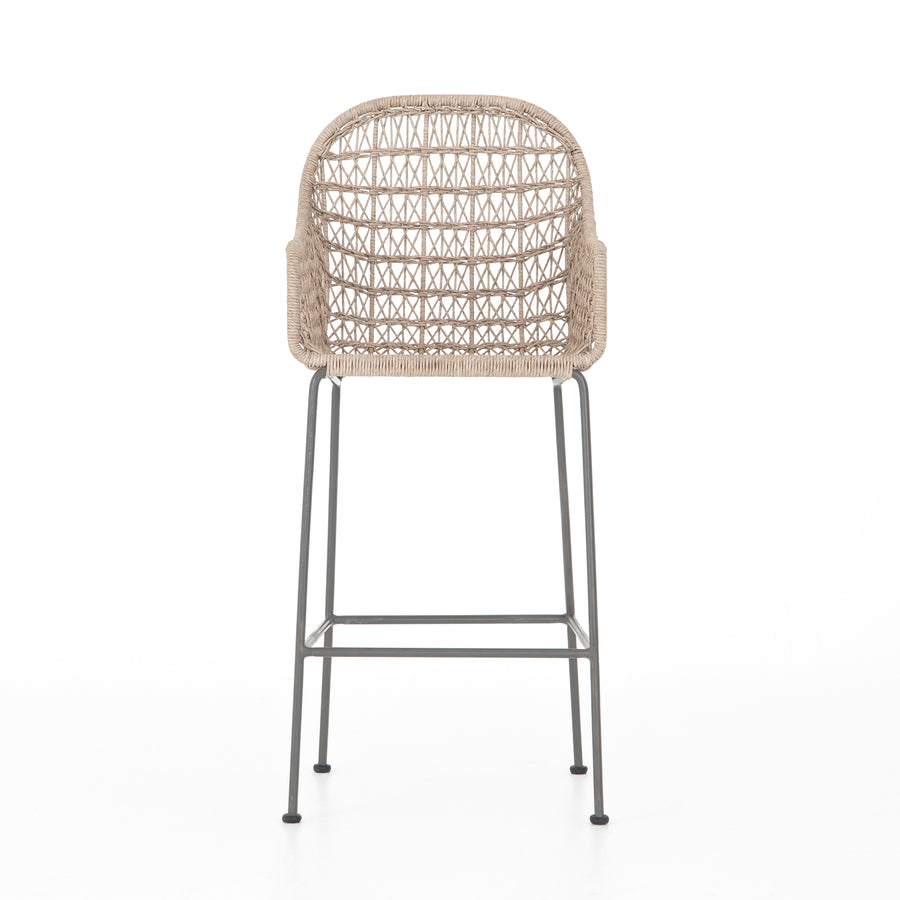 Grass Roots Outdoor Bar Stool in Vintage White & Grey Bronze (20.75' x 24.5' x 47.25')
