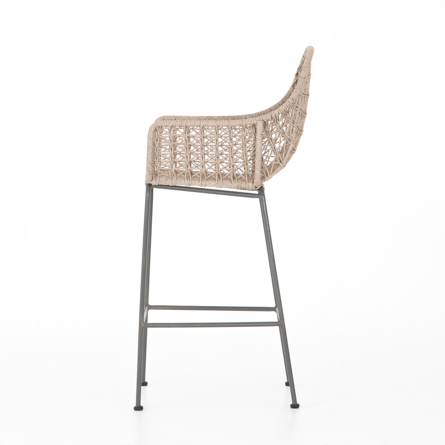 Grass Roots Outdoor Bar Stool in Vintage White & Grey Bronze (20.75' x 24.5' x 47.25')