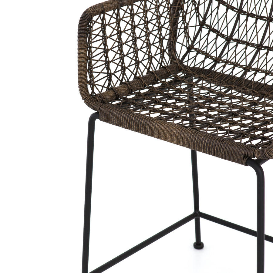 Grass Roots Outdoor Counter Stool in Distressed Grey & Natural Black (20.75' x 24.5' x 41.25')