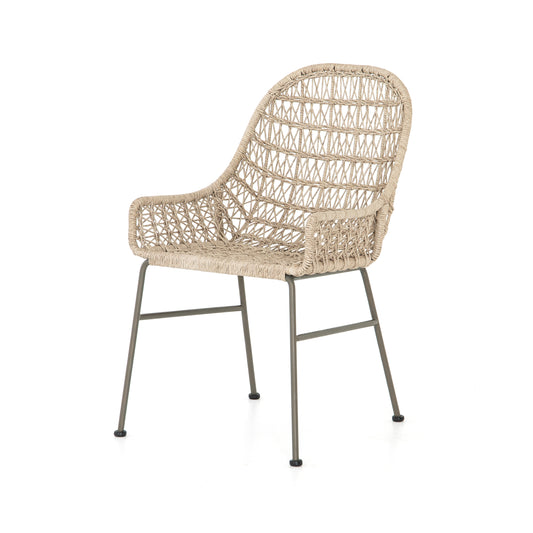 Grass Roots Outdoor Dining Chair in Vintage White & Grey Bronze (21" x 26" x 35.25")