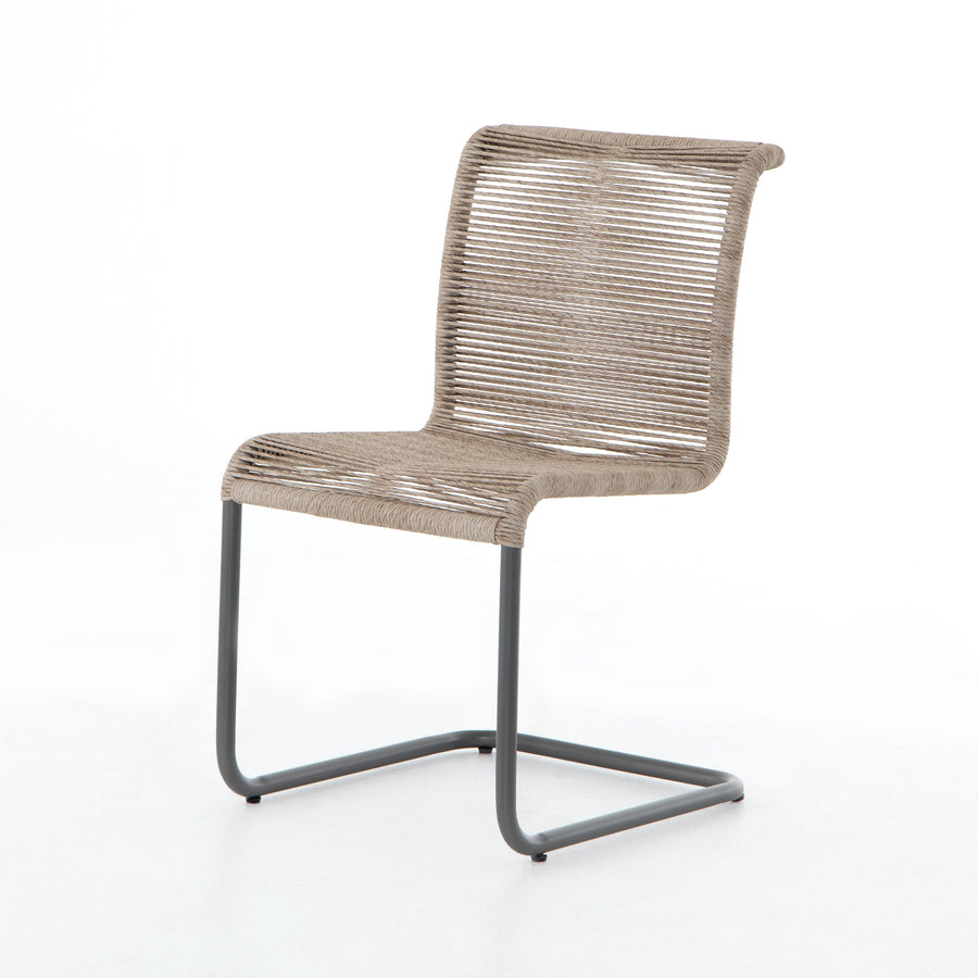 Grass Roots Outdoor Dining Chair in Gunmetal & Vintage White (19' x 23.5' x 33')