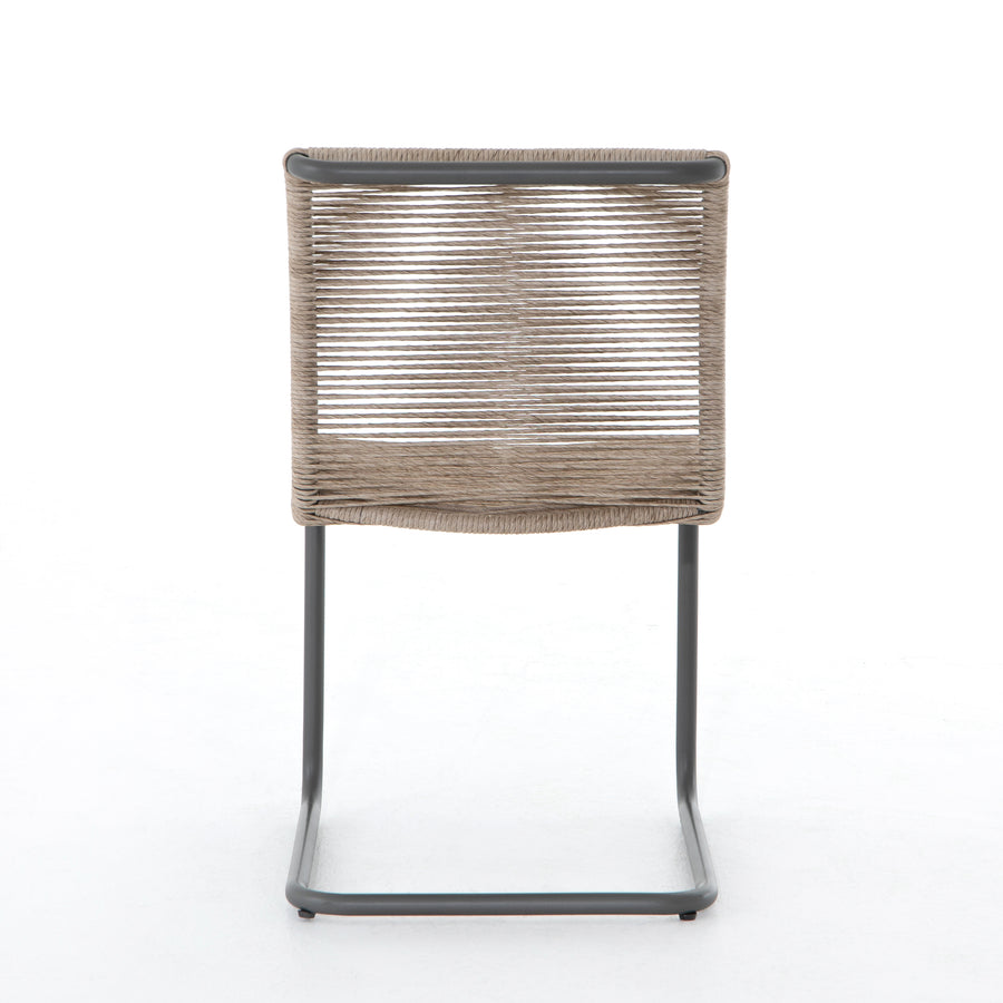 Grass Roots Outdoor Dining Chair in Gunmetal & Vintage White (19' x 23.5' x 33')