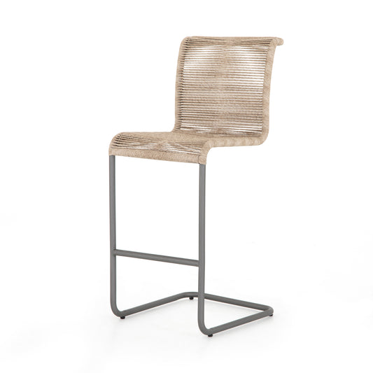 Grass Roots Outdoor Bar Stool in Gunmetal & Vintage White (19" x 23.5" x 44")