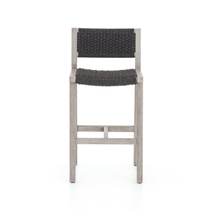 Solano Outdoor Stool in Thick Dark Grey Rope & Weathered Grey (19.75' x 23.75' x 40.5')