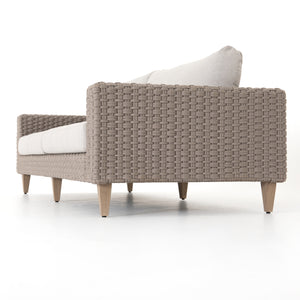 Solano Outdoor Sofa in Stone Grey & Thick Grey Rope (90' x 37' x 32')