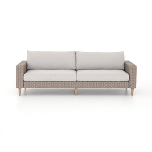 Solano Outdoor Sofa in Stone Grey & Thick Grey Rope (90' x 37' x 32')