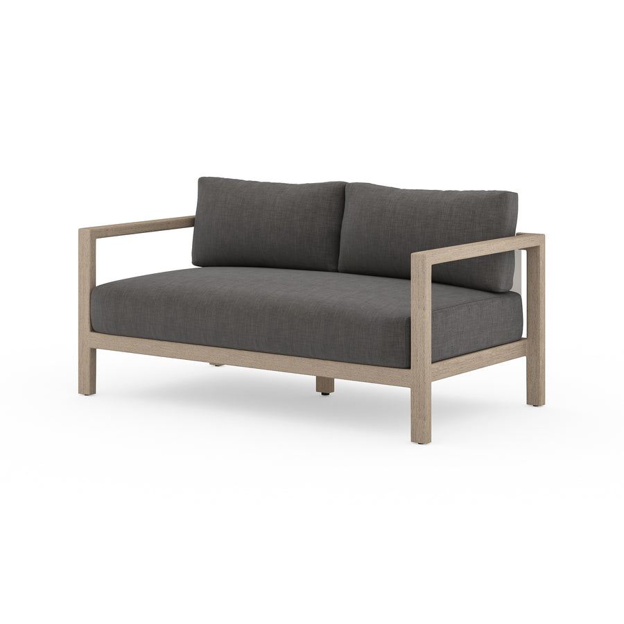 Solano 2-Seat Outdoor Sofa in Charcoal & Washed Brown (59.75' x 32.3' x 24.5')