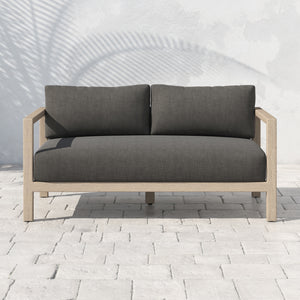 Solano 2-Seat Outdoor Sofa in Charcoal & Washed Brown (59.75' x 32.3' x 24.5')