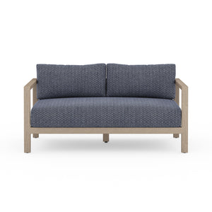 Solano 2-Seat Outdoor Sofa in Faye Navy & Washed Brown (59.75' x 32.3' x 24.5')