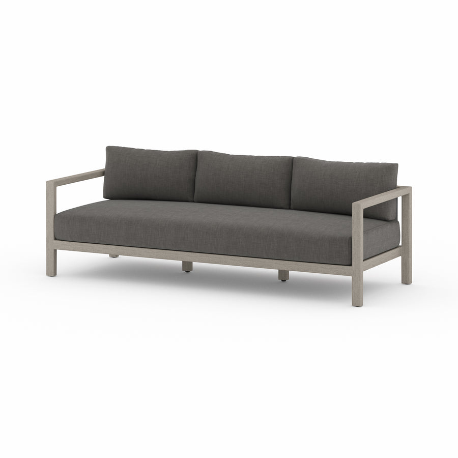 Solano 3-Seat Outdoor Sofa in Charcoal & Weathered Grey (87.5' x 32.25' x 24.5')