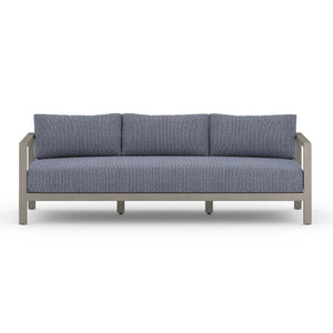 Solano 3-Seat Outdoor Sofa in Faye Navy & Weathered Grey (87.5' x 32.25' x 24.5')