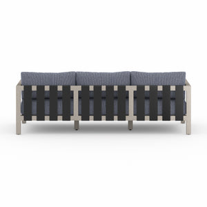 Solano 3-Seat Outdoor Sofa in Faye Navy & Weathered Grey (87.5' x 32.25' x 24.5')
