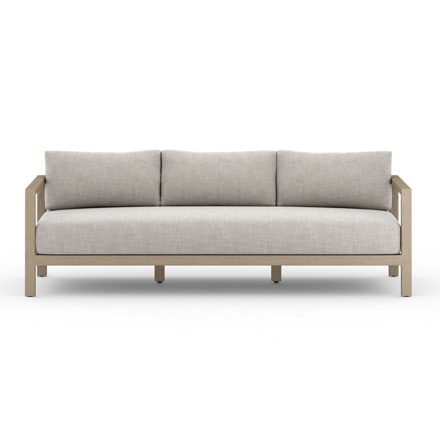 Solano 3-Seat Outdoor Sofa in Stone Grey & Washed Brown (87.5' x 32.25' x 24.5')
