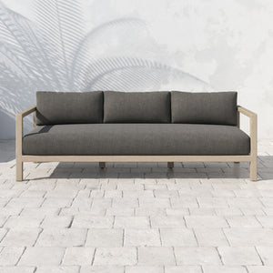 Solano 3-Seat Outdoor Sofa in Charcoal & Washed Brown (87.5' x 32.25' x 24.5')