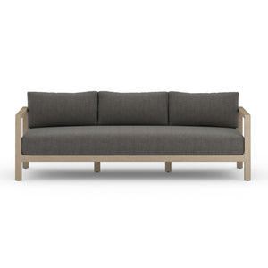 Solano 3-Seat Outdoor Sofa in Charcoal & Washed Brown (87.5' x 32.25' x 24.5')