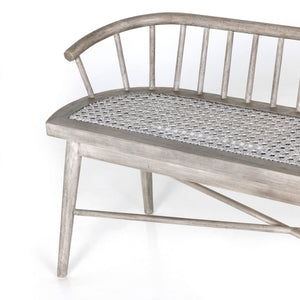 Grass Roots Outdoor Dining Bench in Weathered Grey Teak & Brushed Grey (57' x 19' x 27')