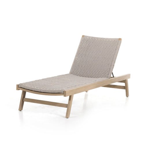 Solano Outdoor Chaise in Washed Brown & Thick Grey Rope (27.5" x 78.75" x 13.5")