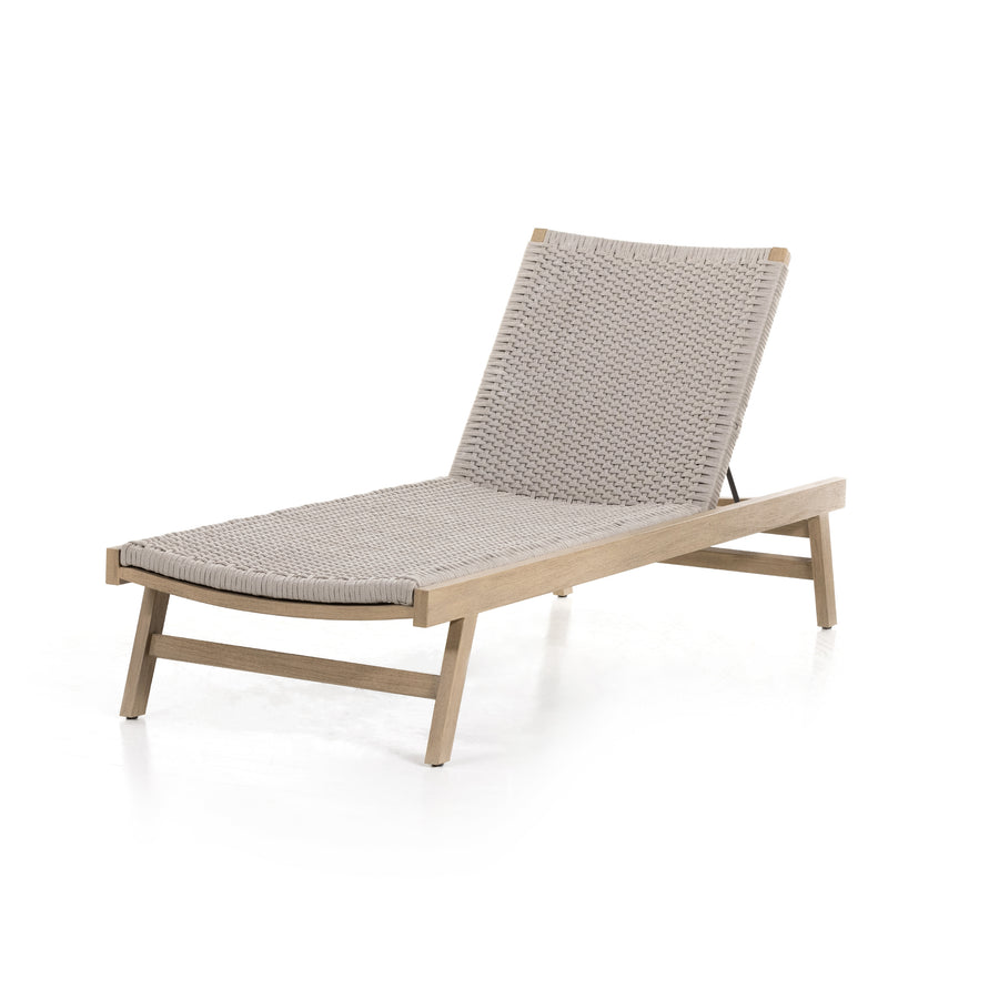 Solano Outdoor Chaise in Washed Brown & Thick Grey Rope (27.5' x 78.75' x 13.5')