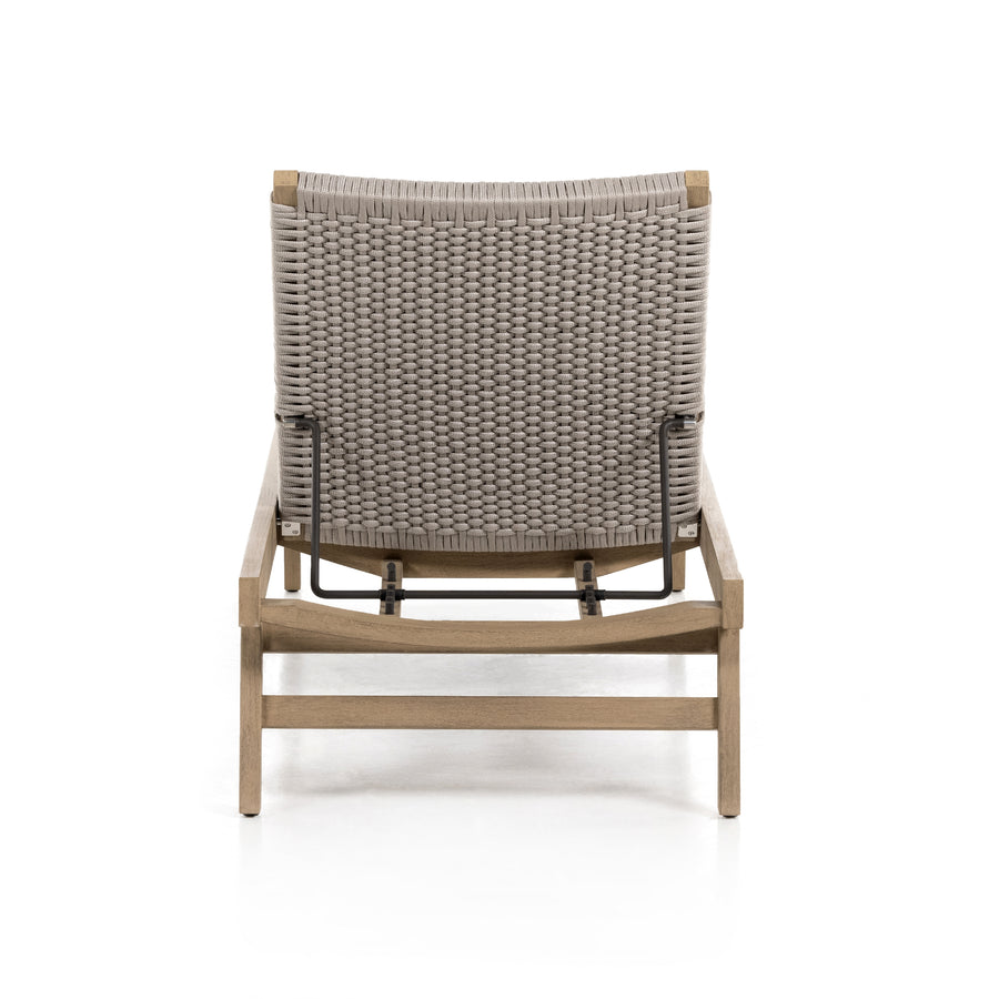 Solano Outdoor Chaise in Washed Brown & Thick Grey Rope (27.5' x 78.75' x 13.5')