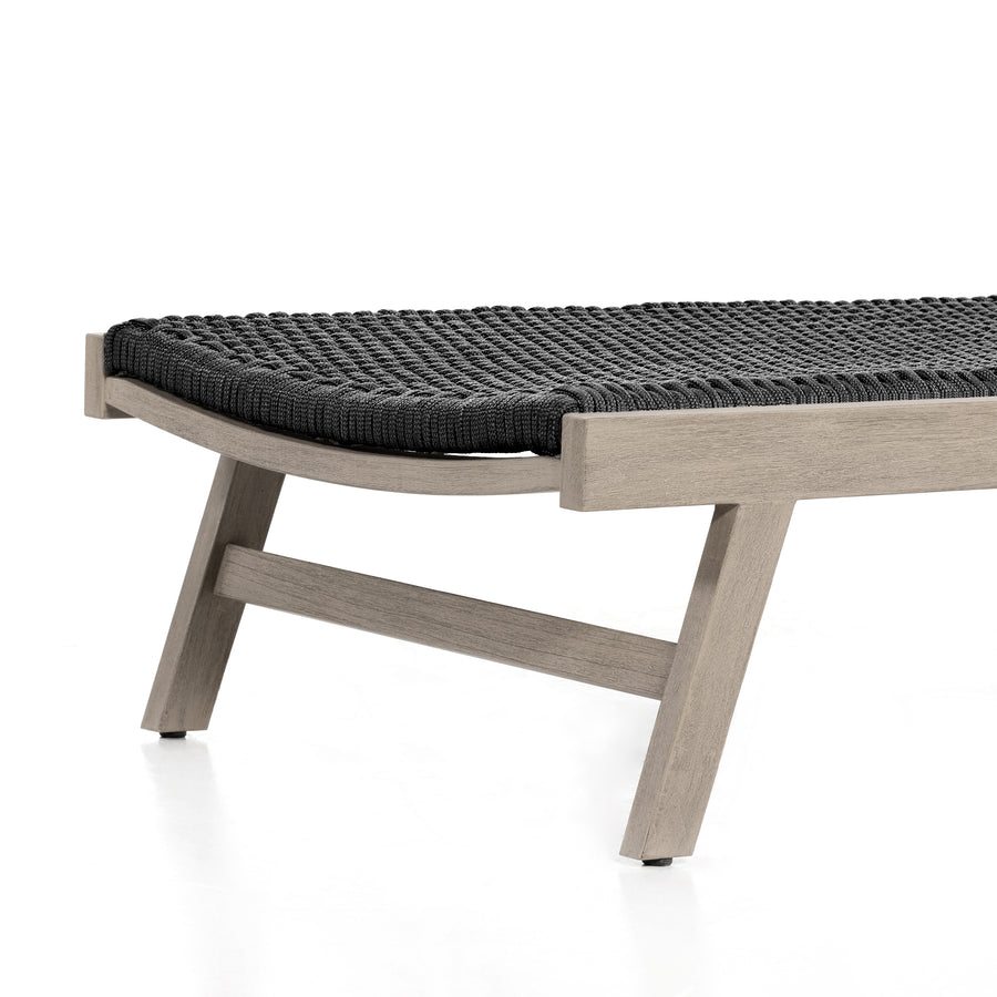 Solano Outdoor Chaise in Weathered Grey & Thick Dark Grey Rope (27.5' x 78.75' x 13.5')