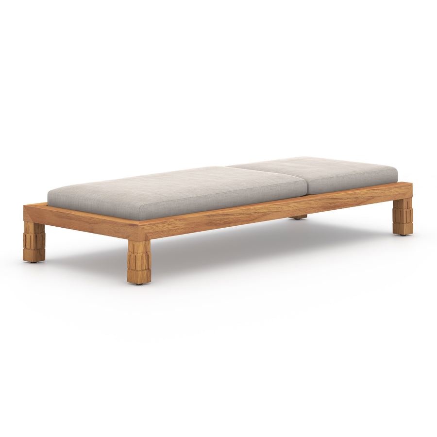 Solano Outdoor Chaise in Stone Grey & Natural Teak (33.5' x 78.75' x 14')