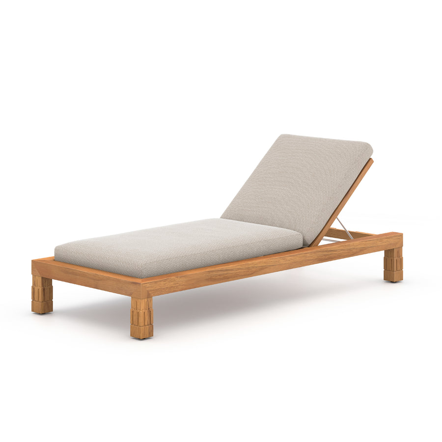 Solano Outdoor Chaise in Faye Sand & Natural Teak (33.5' x 78.75' x 14')