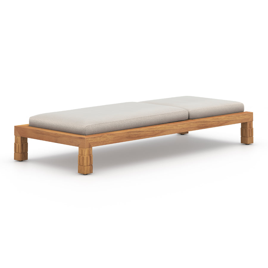Solano Outdoor Chaise in Faye Sand & Natural Teak (33.5' x 78.75' x 14')