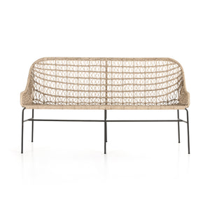 Grass Roots Outdoor Dining Bench in Grey Bronze & Vintage White (65' x 26' x 35.25')