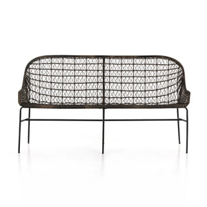 Grass Roots Outdoor Dining Bench in Natural Black & Distressed Grey (65' x 26' x 35.25')